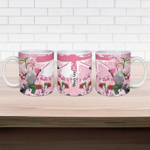 Personalised Australia Day Ceramic Mug Pink Parrot Bird Opal Art - Aussie Hoodie