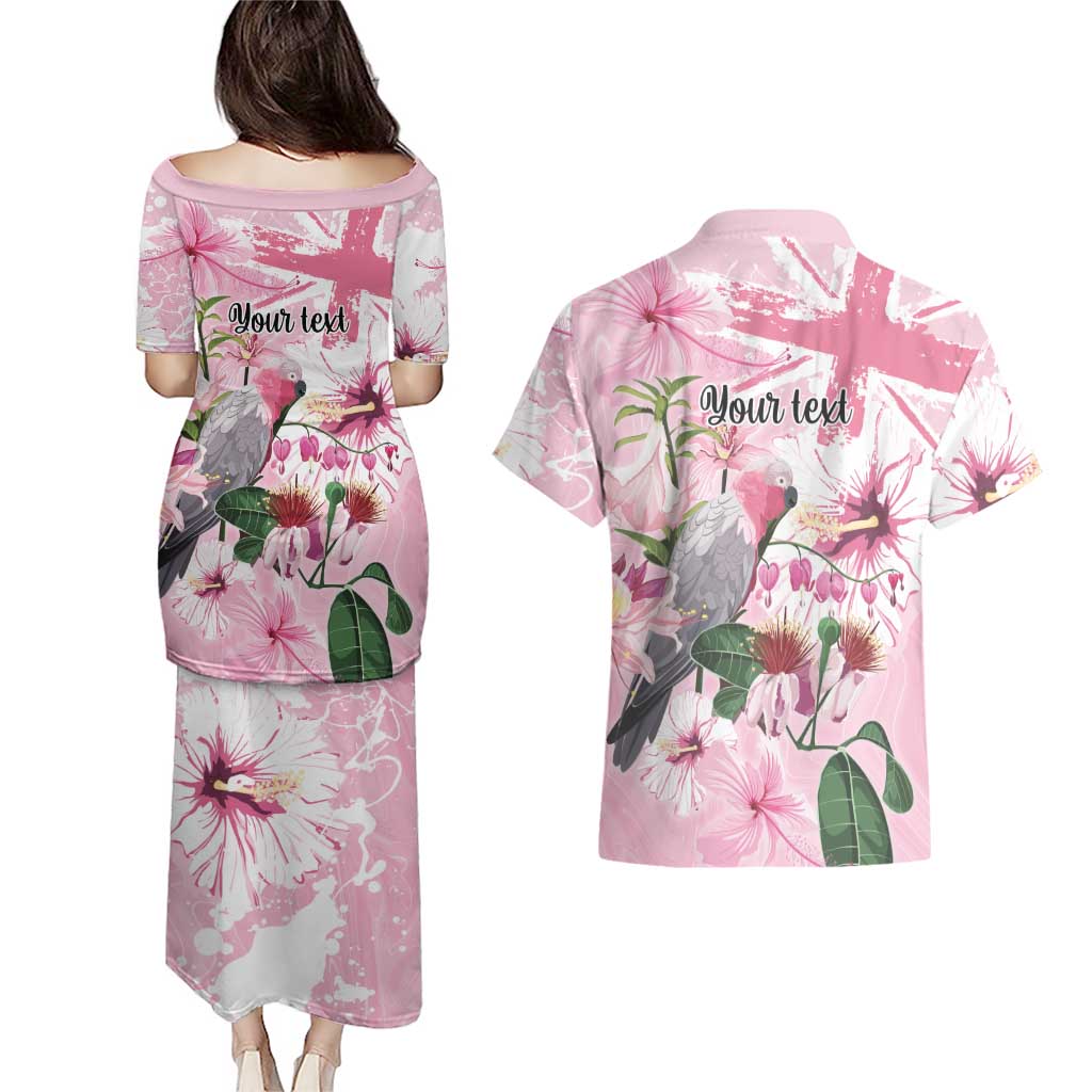 Personalised Australia Day Couples Matching Puletasi and Hawaiian Shirt Pink Parrot Bird Opal Art - Aussie Hoodie