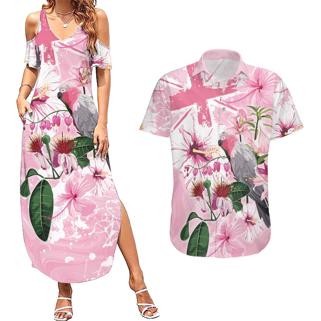 Personalised Australia Day Couples Matching Summer Maxi Dress and Hawaiian Shirt Pink Parrot Bird Opal Art - Aussie Hoodie
