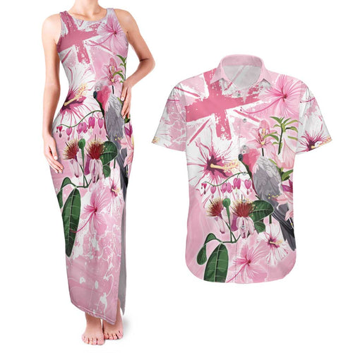 Personalised Australia Day Couples Matching Tank Maxi Dress and Hawaiian Shirt Pink Parrot Bird Opal Art - Aussie Hoodie