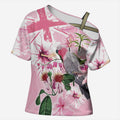 Personalised Australia Day Cross Shoulder Shirt Pink Parrot Bird Opal Art - Aussie Hoodie