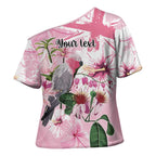 Personalised Australia Day Cross Shoulder Shirt Pink Parrot Bird Opal Art - Aussie Hoodie