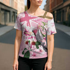 Personalised Australia Day Cross Shoulder Shirt Pink Parrot Bird Opal Art - Aussie Hoodie