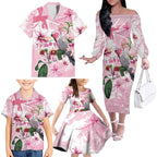 Personalised Australia Day Family Matching Off The Shoulder Long Sleeve Dress and Hawaiian Shirt Pink Parrot Bird Opal Art - Aussie Hoodie