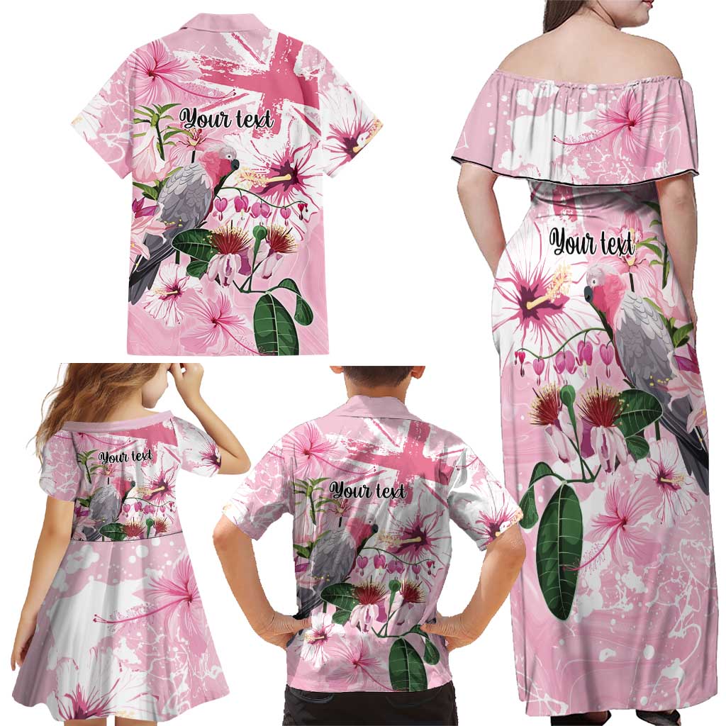Personalised Australia Day Family Matching Off Shoulder Maxi Dress and Hawaiian Shirt Pink Parrot Bird Opal Art - Aussie Hoodie