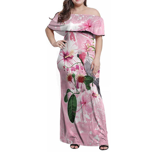 Personalised Australia Day Family Matching Off Shoulder Maxi Dress and Hawaiian Shirt Pink Parrot Bird Opal Art - Aussie Hoodie