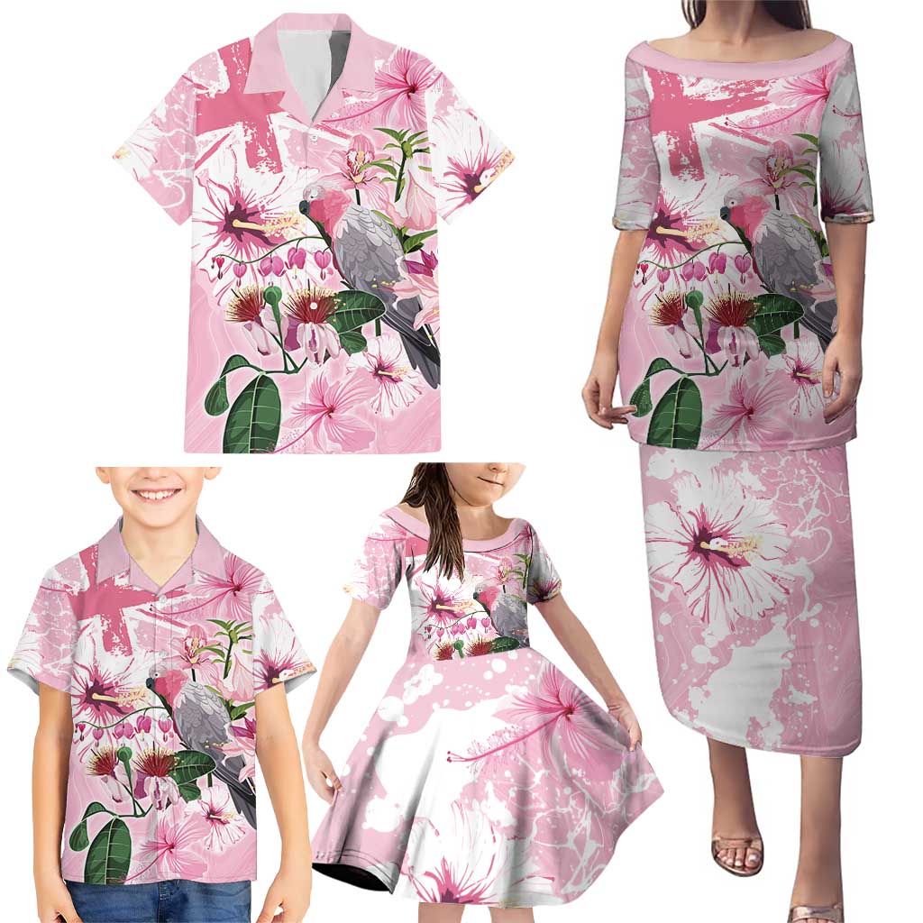 Personalised Australia Day Family Matching Puletasi and Hawaiian Shirt Pink Parrot Bird Opal Art - Aussie Hoodie