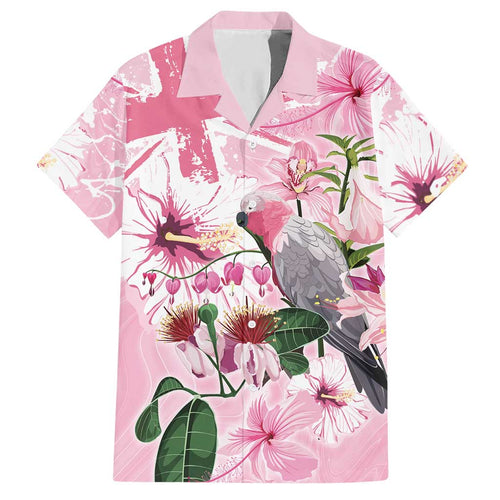 Personalised Australia Day Hawaiian Shirt Pink Parrot Bird Opal Art - Aussie Hoodie