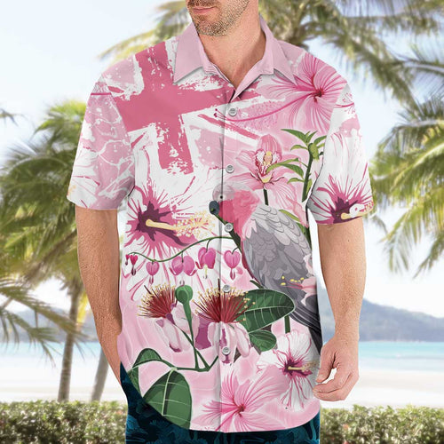 Personalised Australia Day Hawaiian Shirt Pink Parrot Bird Opal Art - Aussie Hoodie