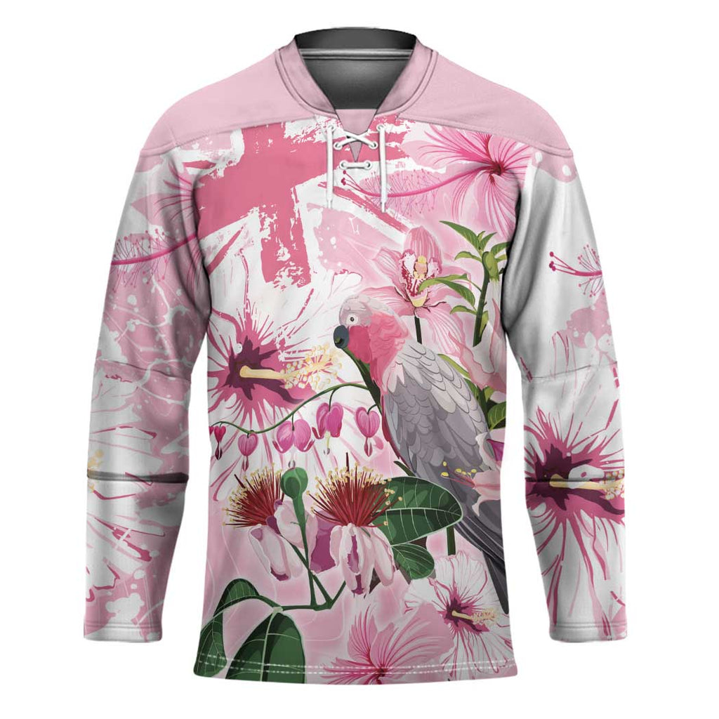 Personalised Australia Day Hockey Jersey Pink Parrot Bird Opal Art - Aussie Hoodie