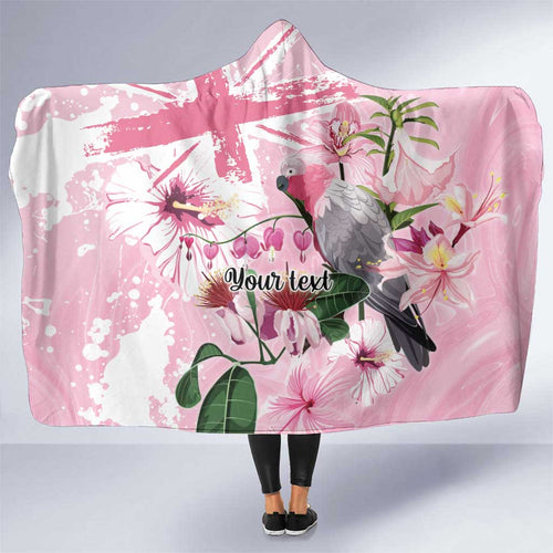 Personalised Australia Day Hooded Blanket Pink Parrot Bird Opal Art - Aussie Hoodie