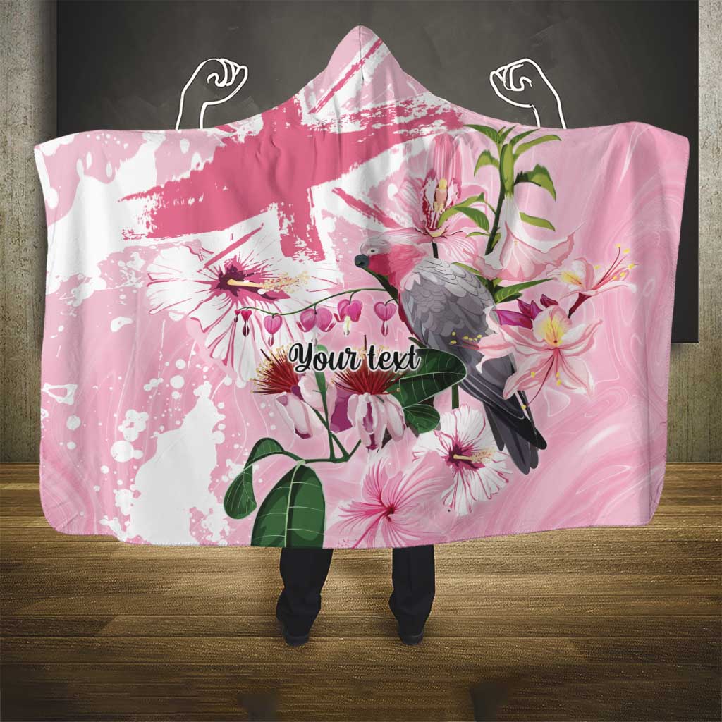Personalised Australia Day Hooded Blanket Pink Parrot Bird Opal Art - Aussie Hoodie