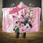 Personalised Australia Day Hooded Blanket Pink Parrot Bird Opal Art - Aussie Hoodie
