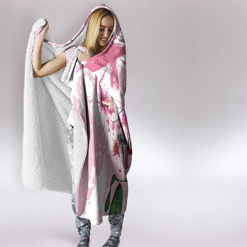 Personalised Australia Day Hooded Blanket Pink Parrot Bird Opal Art - Aussie Hoodie