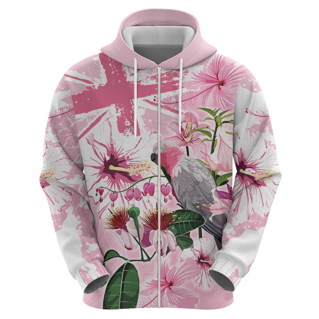 Personalised Australia Day Hoodie Pink Parrot Bird Opal Art - Aussie Hoodie