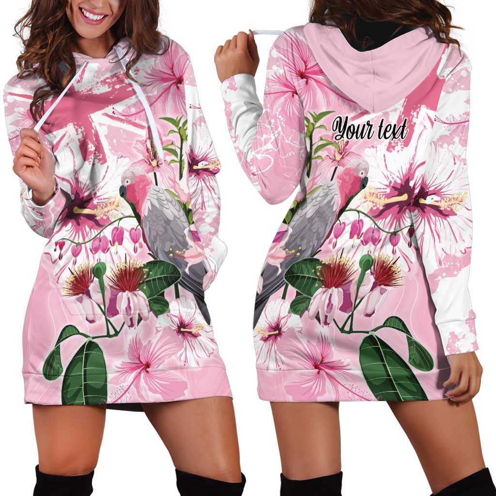 Personalised Australia Day Hoodie Dress Pink Parrot Bird Opal Art - Aussie Hoodie