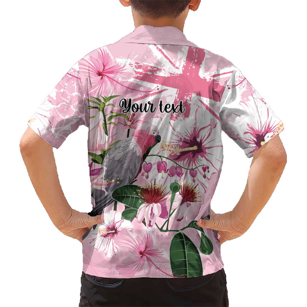 Personalised Australia Day Kid Hawaiian Shirt Pink Parrot Bird Opal Art - Aussie Hoodie