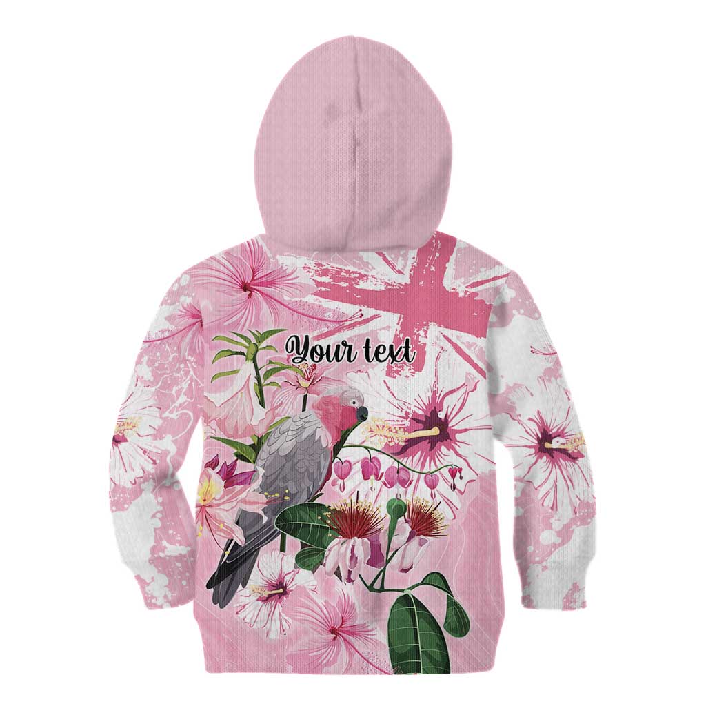 Personalised Australia Day Kid Hoodie Pink Parrot Bird Opal Art - Aussie Hoodie