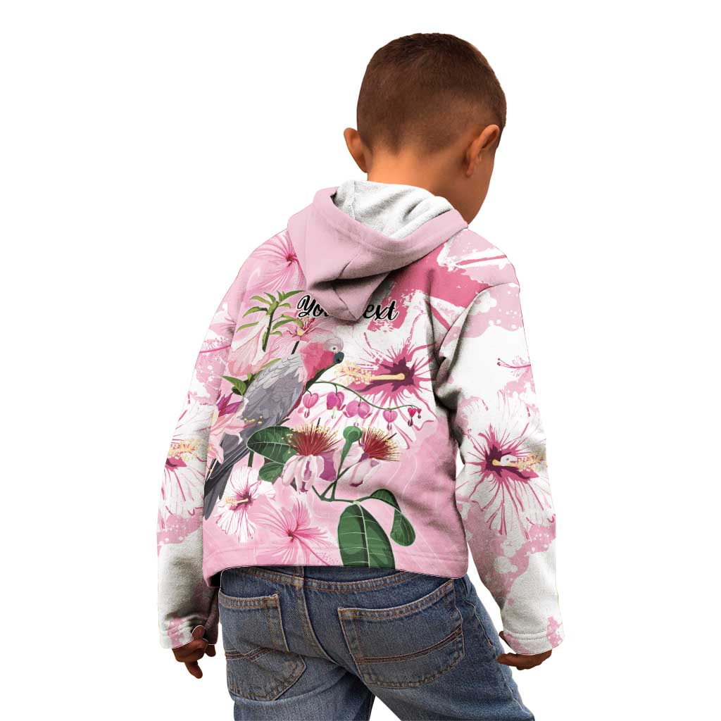 Personalised Australia Day Kid Hoodie Pink Parrot Bird Opal Art - Aussie Hoodie