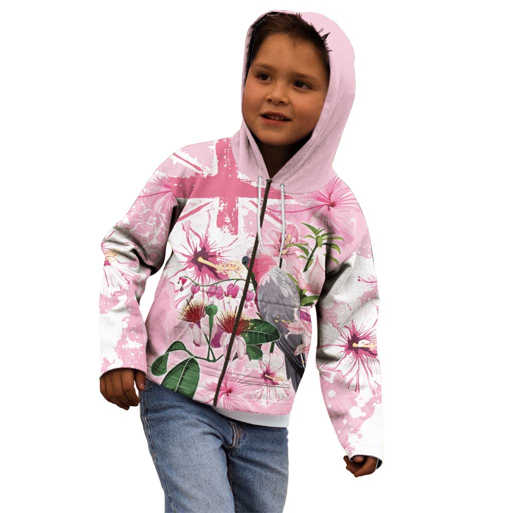 Personalised Australia Day Kid Hoodie Pink Parrot Bird Opal Art - Aussie Hoodie