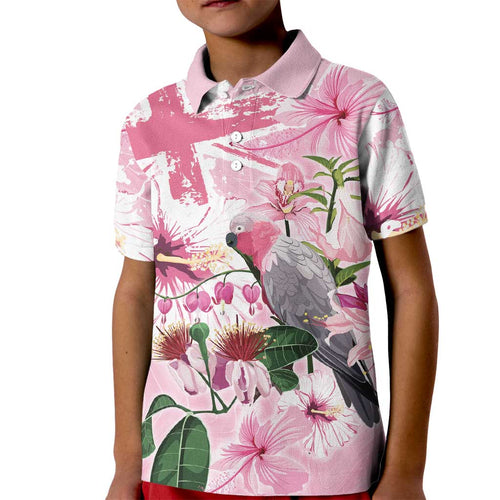 Personalised Australia Day Kid Polo Shirt Pink Parrot Bird Opal Art - Aussie Hoodie