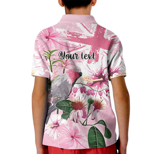 Personalised Australia Day Kid Polo Shirt Pink Parrot Bird Opal Art - Aussie Hoodie