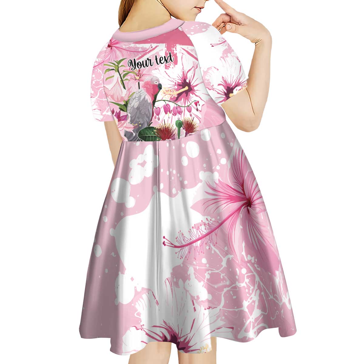 Personalised Australia Day Kid Short Sleeve Dress Pink Parrot Bird Opal Art - Aussie Hoodie