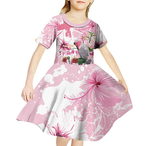 Personalised Australia Day Kid Short Sleeve Dress Pink Parrot Bird Opal Art - Aussie Hoodie