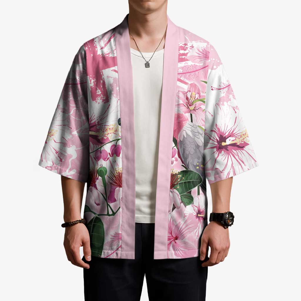 Personalised Australia Day Kimono Pink Parrot Bird Opal Art - Aussie Hoodie