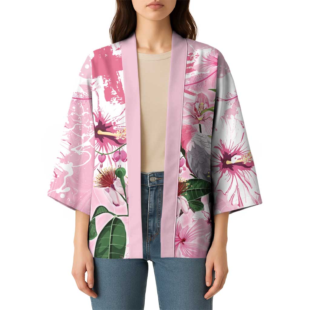 Personalised Australia Day Kimono Pink Parrot Bird Opal Art - Aussie Hoodie