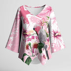 Personalised Australia Day Kimono Sleeve Blouse Pink Parrot Bird Opal Art - Aussie Hoodie