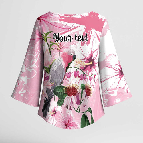Personalised Australia Day Kimono Sleeve Blouse Pink Parrot Bird Opal Art - Aussie Hoodie