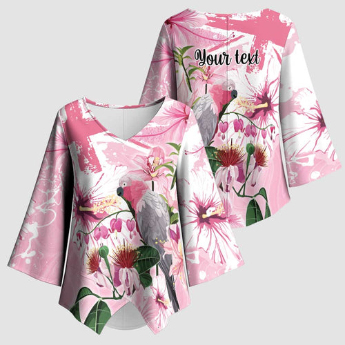 Personalised Australia Day Kimono Sleeve Blouse Pink Parrot Bird Opal Art - Aussie Hoodie