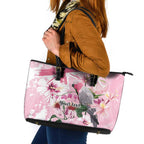 Personalised Australia Day Leather Tote Bag Pink Parrot Bird Opal Art - Aussie Hoodie