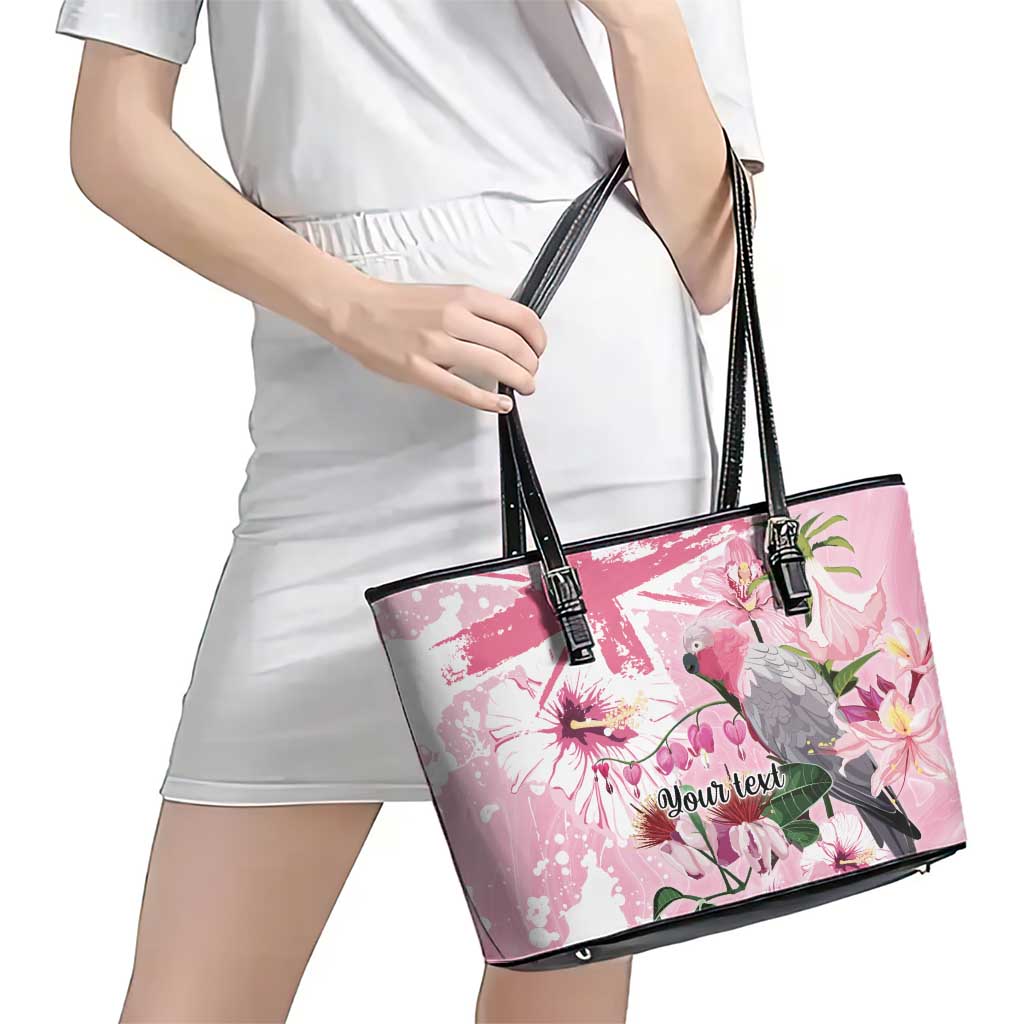 Personalised Australia Day Leather Tote Bag Pink Parrot Bird Opal Art - Aussie Hoodie