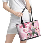 Personalised Australia Day Leather Tote Bag Pink Parrot Bird Opal Art - Aussie Hoodie