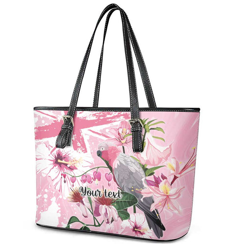 Personalised Australia Day Leather Tote Bag Pink Parrot Bird Opal Art - Aussie Hoodie