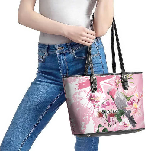Personalised Australia Day Leather Tote Bag Pink Parrot Bird Opal Art - Aussie Hoodie