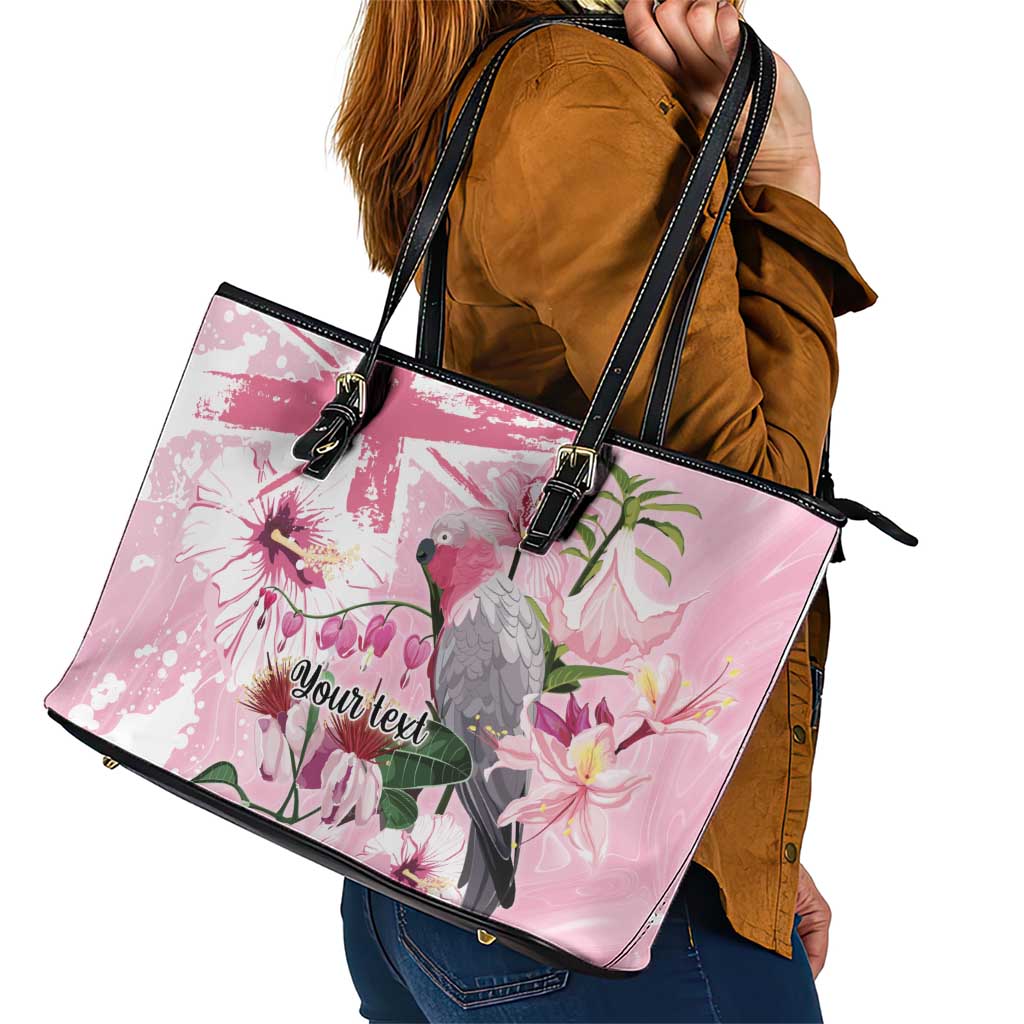 Personalised Australia Day Leather Tote Bag Pink Parrot Bird Opal Art - Aussie Hoodie