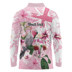 Personalised Australia Day Long Sleeve Polo Shirt Pink Parrot Bird Opal Art - Aussie Hoodie