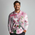 Personalised Australia Day Long Sleeve Polo Shirt Pink Parrot Bird Opal Art - Aussie Hoodie