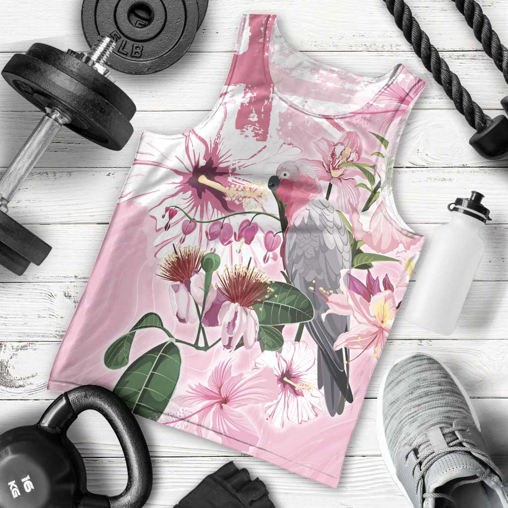 Personalised Australia Day Men Tank Top Pink Parrot Bird Opal Art - Aussie Hoodie