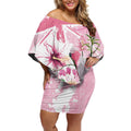 Personalised Australia Day Off Shoulder Short Dress Pink Parrot Bird Opal Art - Aussie Hoodie