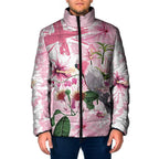 Personalised Australia Day Padded Jacket Pink Parrot Bird Opal Art - Aussie Hoodie