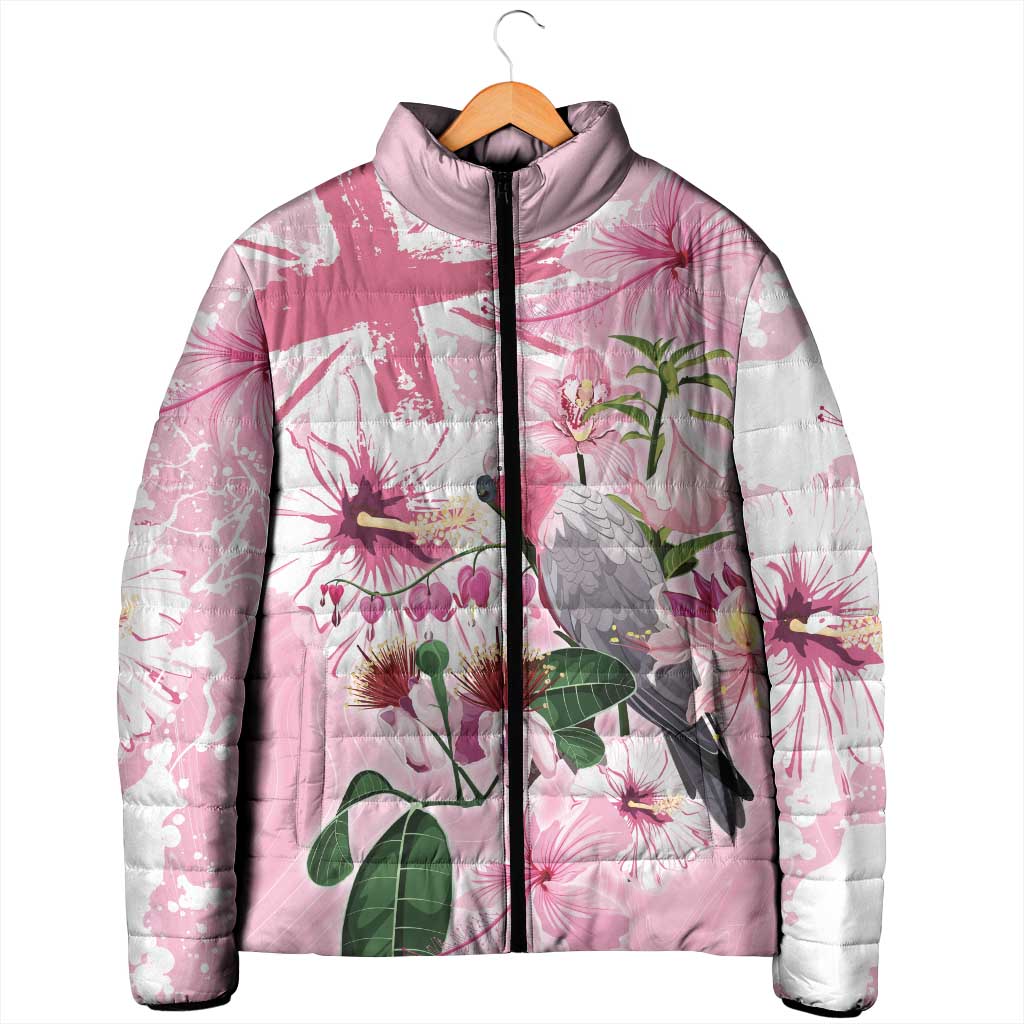 Personalised Australia Day Padded Jacket Pink Parrot Bird Opal Art - Aussie Hoodie