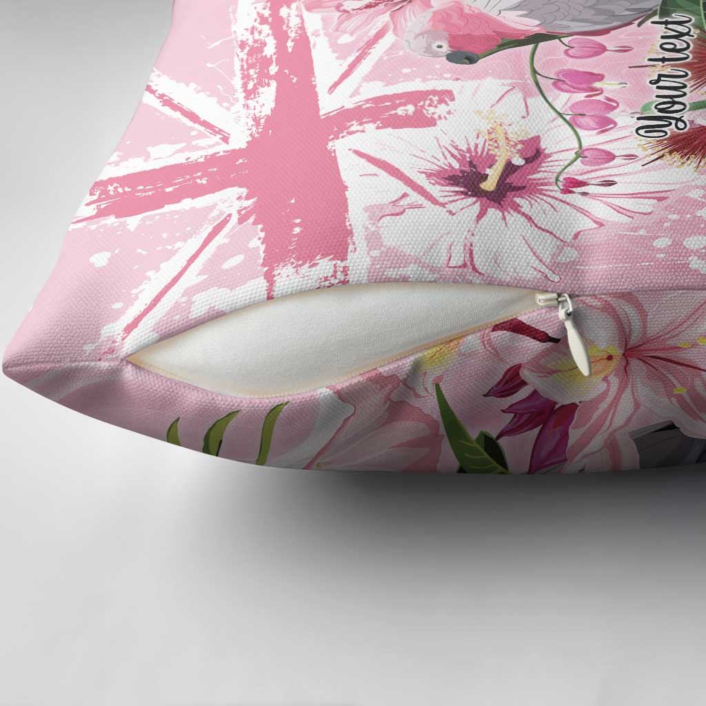 Personalised Australia Day Pillow Cover Pink Parrot Bird Opal Art - Aussie Hoodie