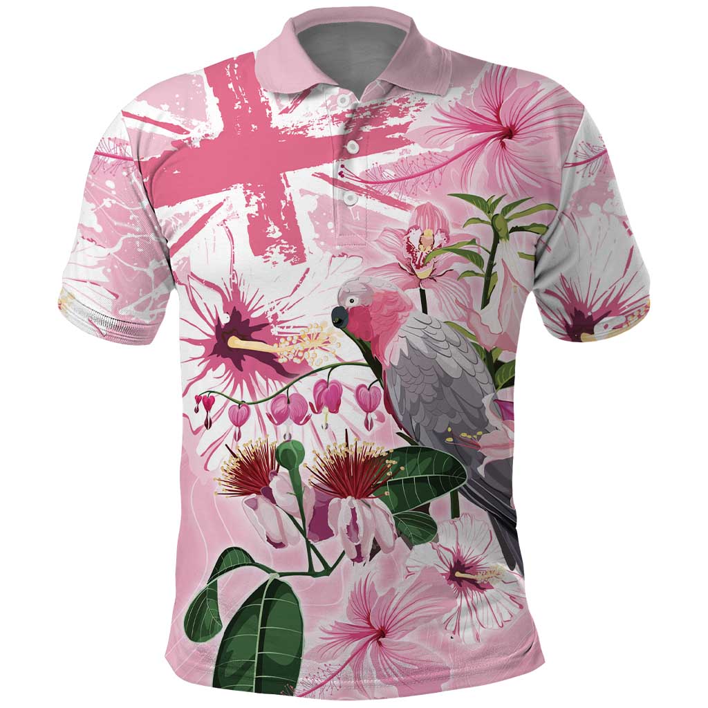 Personalised Australia Day Polo Shirt Pink Parrot Bird Opal Art - Aussie Hoodie