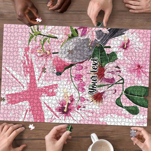 Personalised Australia Day Puzzle Pink Parrot Bird Opal Art - Aussie Hoodie