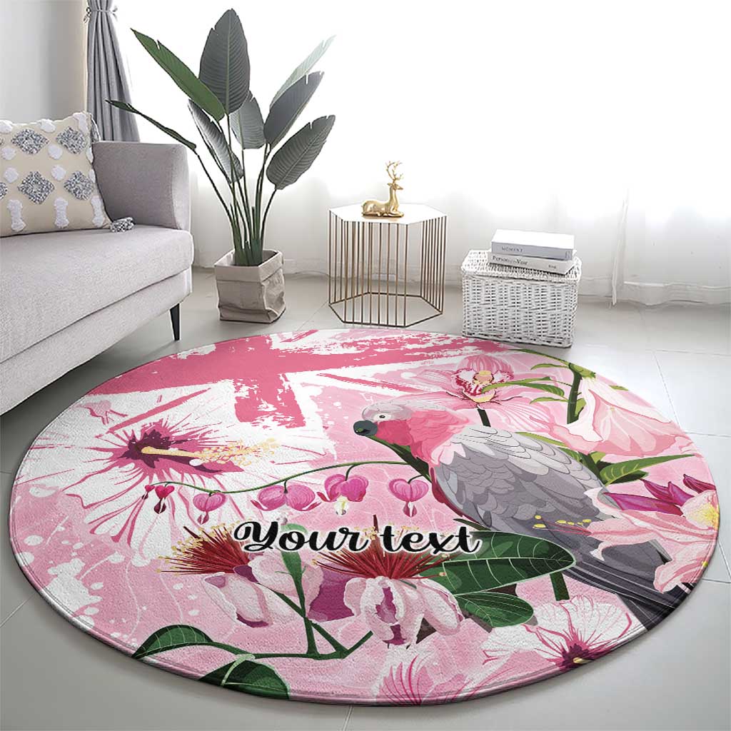 Personalised Australia Day Round Carpet Pink Parrot Bird Opal Art - Aussie Hoodie