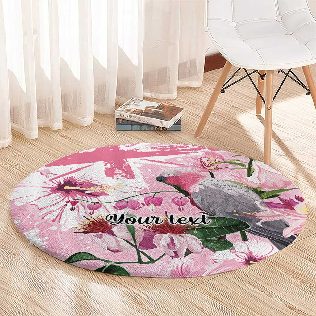 Personalised Australia Day Round Carpet Pink Parrot Bird Opal Art - Aussie Hoodie